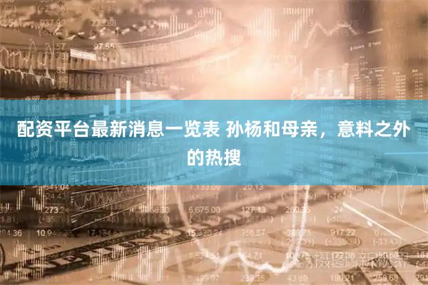 配资平台最新消息一览表 孙杨和母亲，意料之外的热搜
